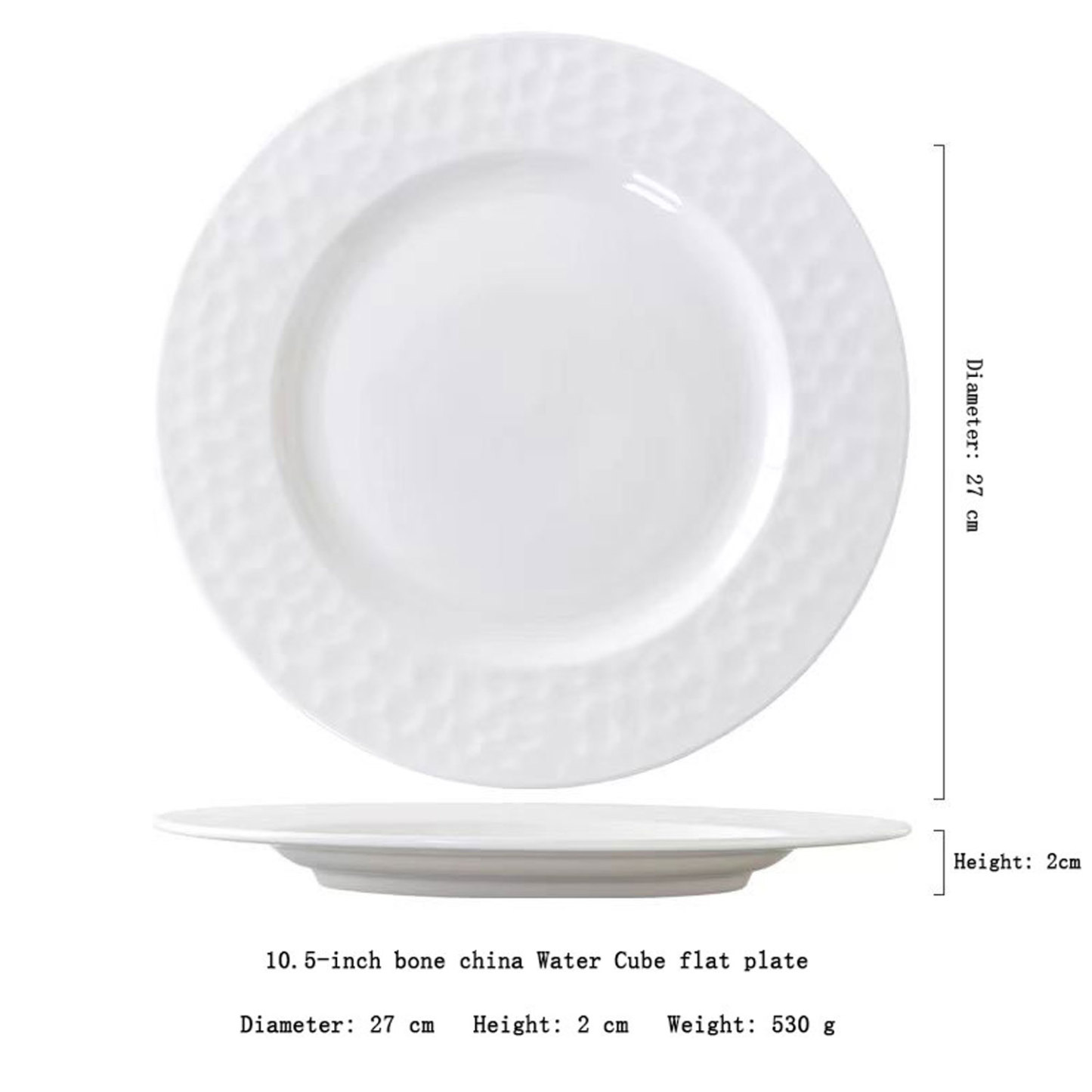 Water Cube Hammered Ceramic Plate Set of Two