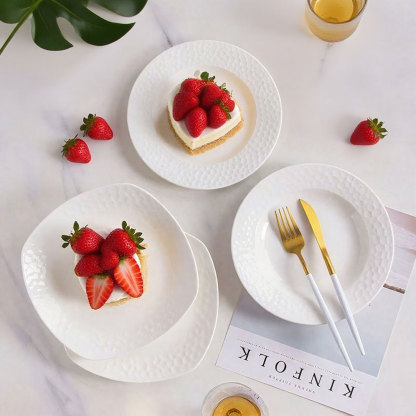 Water Cube Hammered Ceramic Plate Set of Two