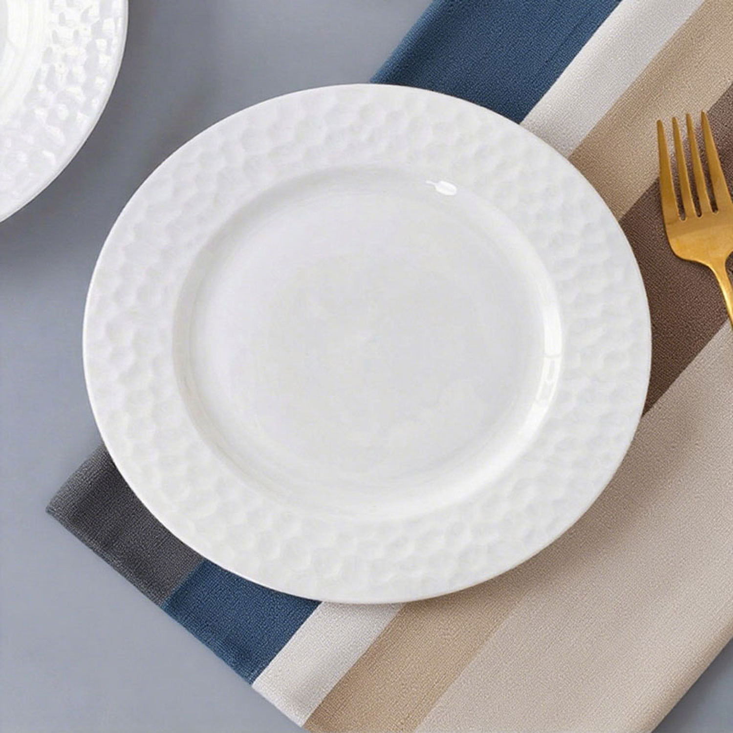 Water Cube Hammered Ceramic Plate Set of Two