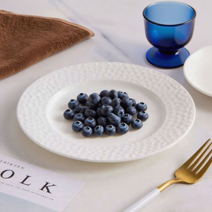 Water Cube Hammered Ceramic Plate Set of Two