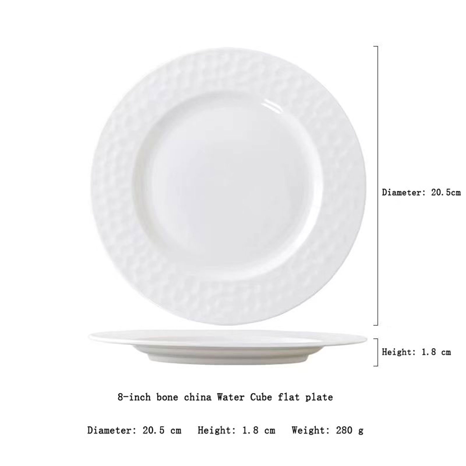 Water Cube Hammered Ceramic Plate Set of Two