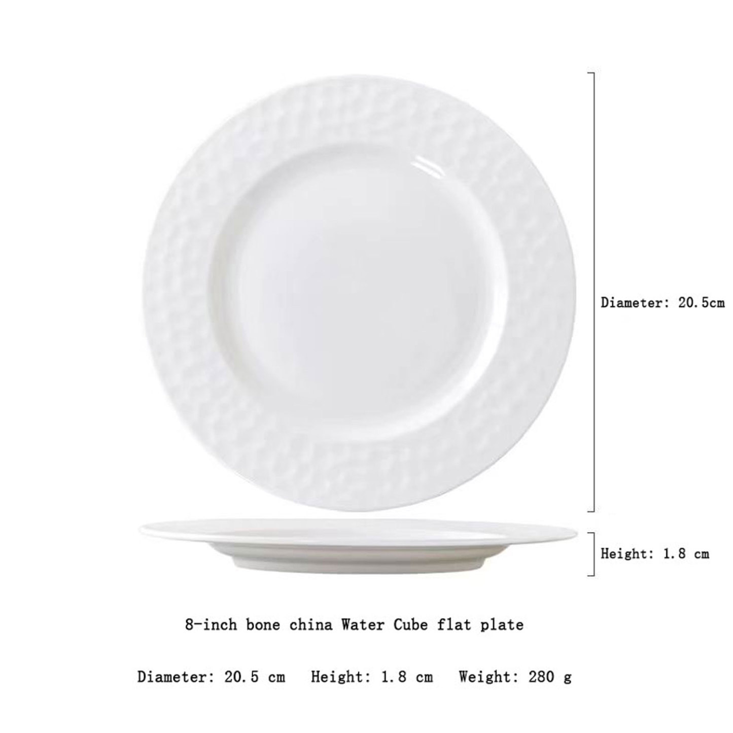 Water Cube Hammered Ceramic Plate Set of Two