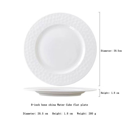 Water Cube Hammered Ceramic Plate Set of Two