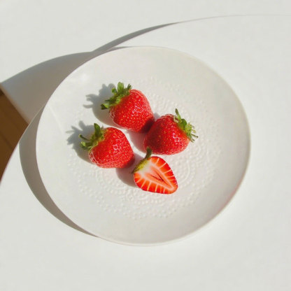 Embossed Floral White Ceramic Plate