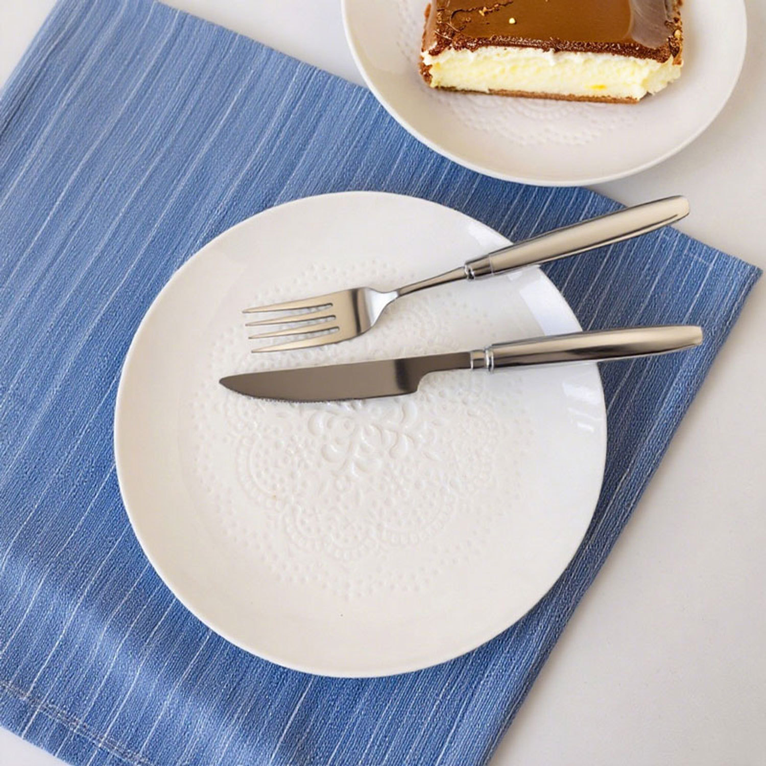 Embossed Floral White Ceramic Plate