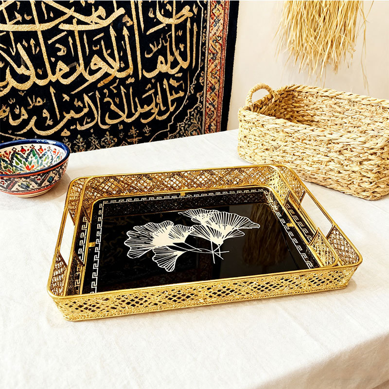 Gold Ginkgo Leaf Decorative Tray Set