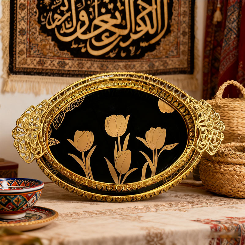 Luxury Gold Tulip Decorative Tray