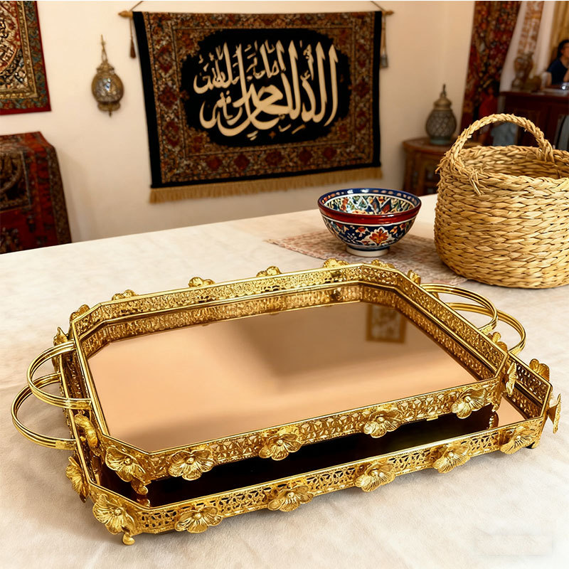 Gold Floral Decorative Trays (2PCS)