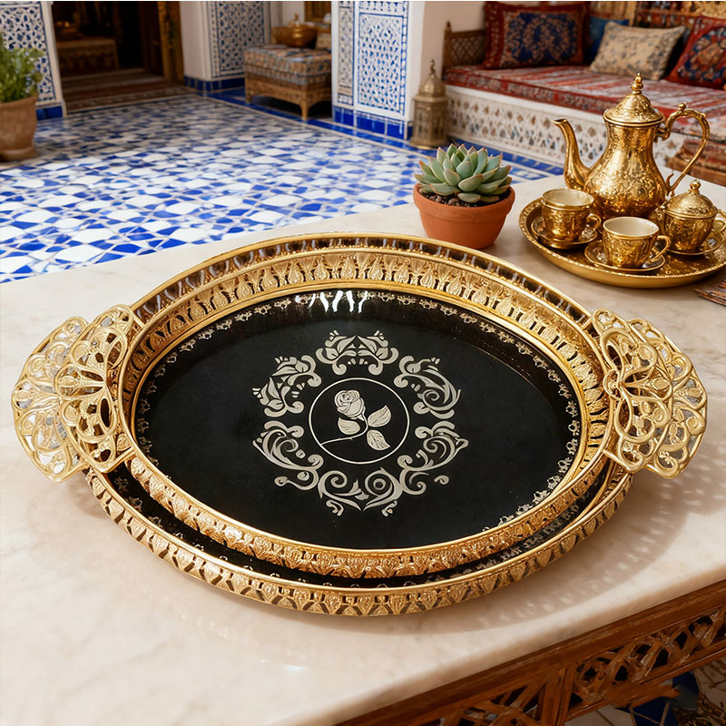 Gold Rose Decorative Tray Set
