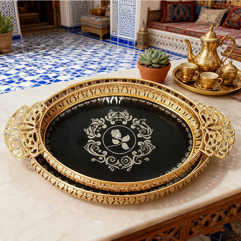 Gold Rose Decorative Tray Set