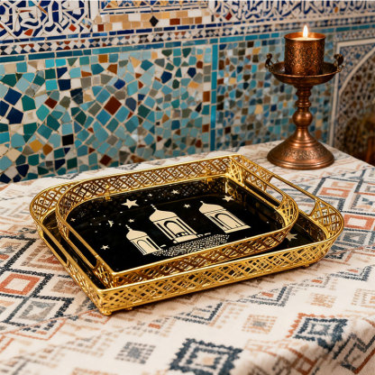 Gold Starry Dome Decorative Tray Set