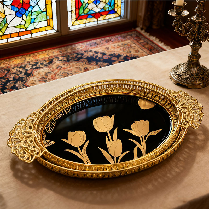 Luxury Gold Tulip Decorative Tray