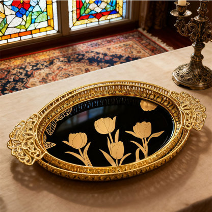 Luxury Gold Tulip Decorative Tray