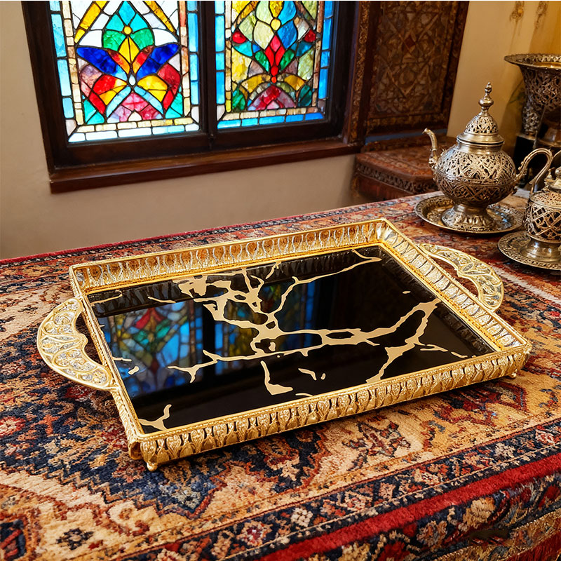 Gold Marble Pattern Decorative Tray