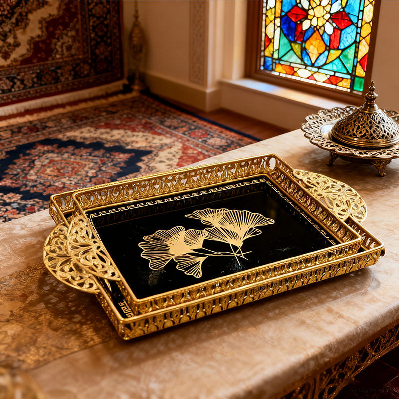 Gold Ginkgo Leaf Decorative Tray