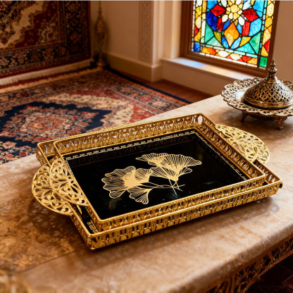 Gold Ginkgo Leaf Decorative Tray