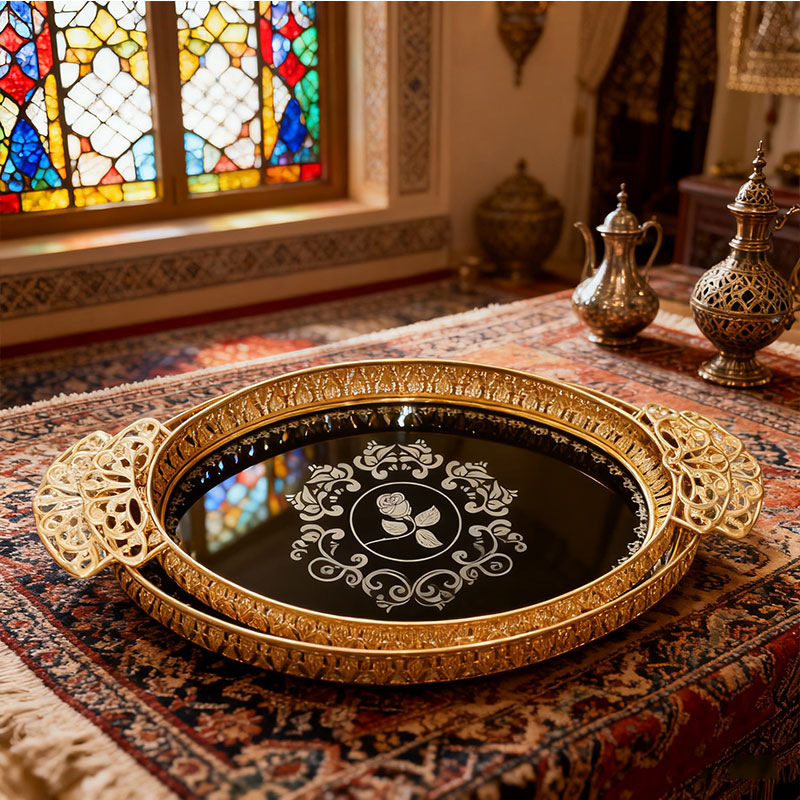 Gold Rose Decorative Tray Set