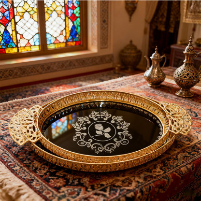 Gold Rose Decorative Tray Set