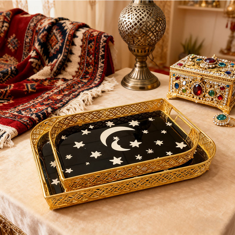 Gold Star & Moon Decorative Tray Set