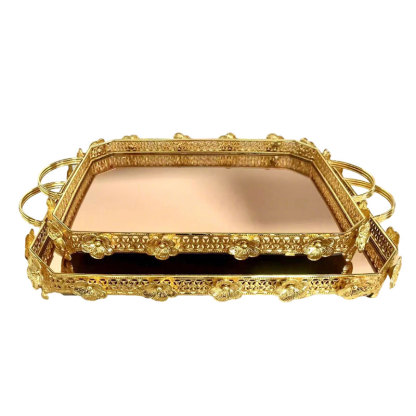 Gold Floral Decorative Trays (2PCS)