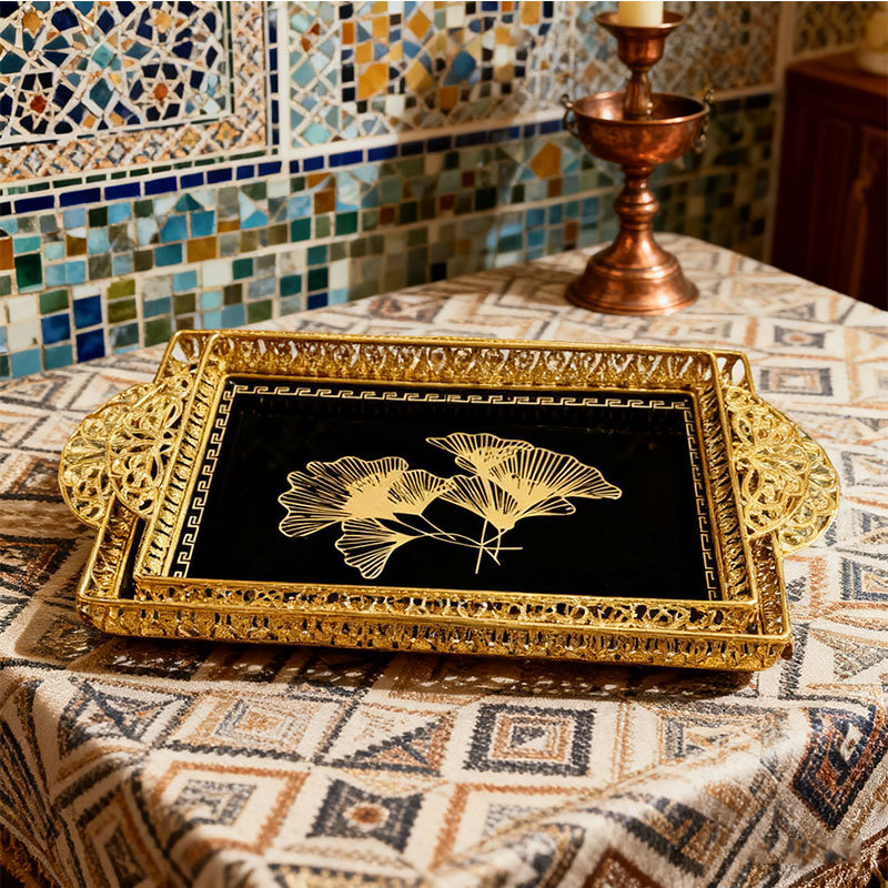 Gold Ginkgo Leaf Decorative Tray