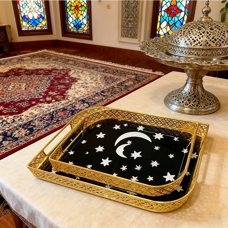 Gold Star & Moon Decorative Tray Set