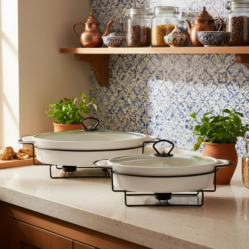 Ceramic Baking Dishes with Metal Racks