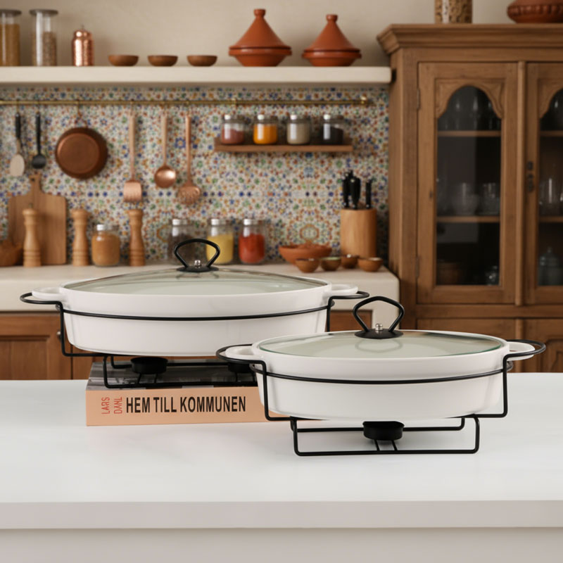 Ceramic Baking Dishes with Metal Racks