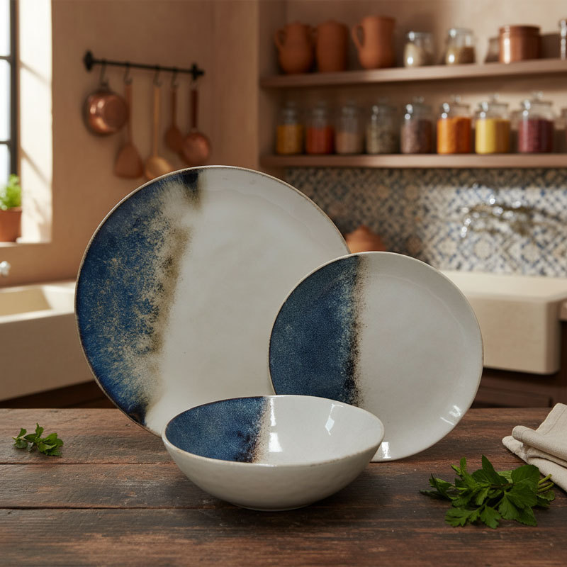 Blue-Brown Gradient Ceramic Dinnerware Set