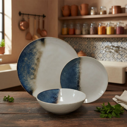 Blue-Brown Gradient Ceramic Dinnerware Set