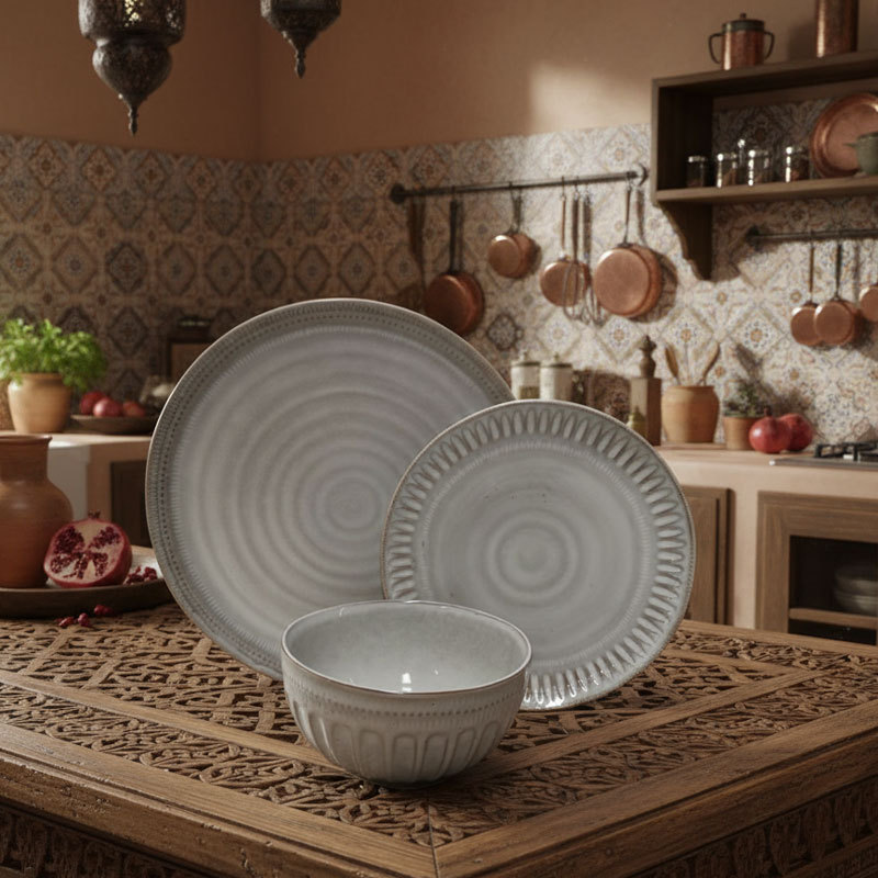 Spiral Textured Ceramic Dinnerware Set
