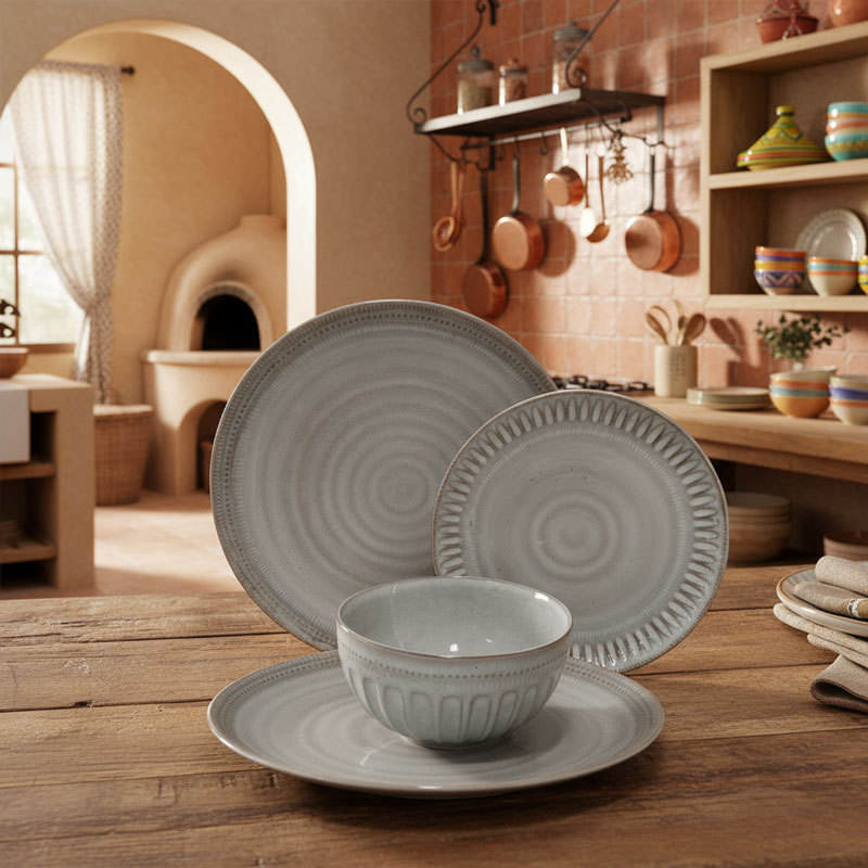Spiral Textured Ceramic Dinnerware Set