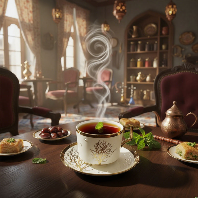 Gold Tree Ceramic Cup and Saucer Set