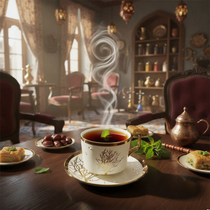 Gold Tree Ceramic Cup and Saucer Set