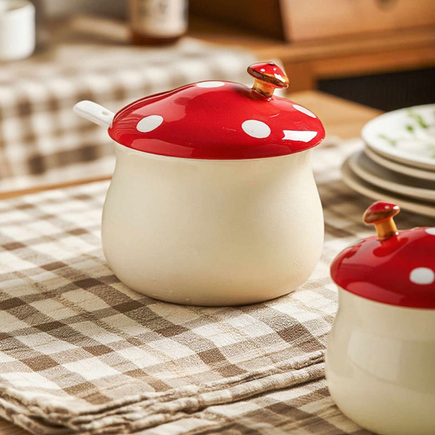 Mushroom Ceramic Stew Cup 2-Piece Set