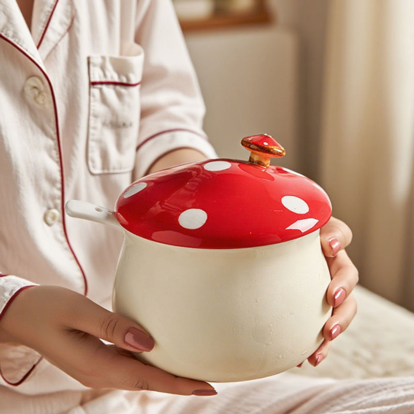 Mushroom Ceramic Stew Cup 2-Piece Set