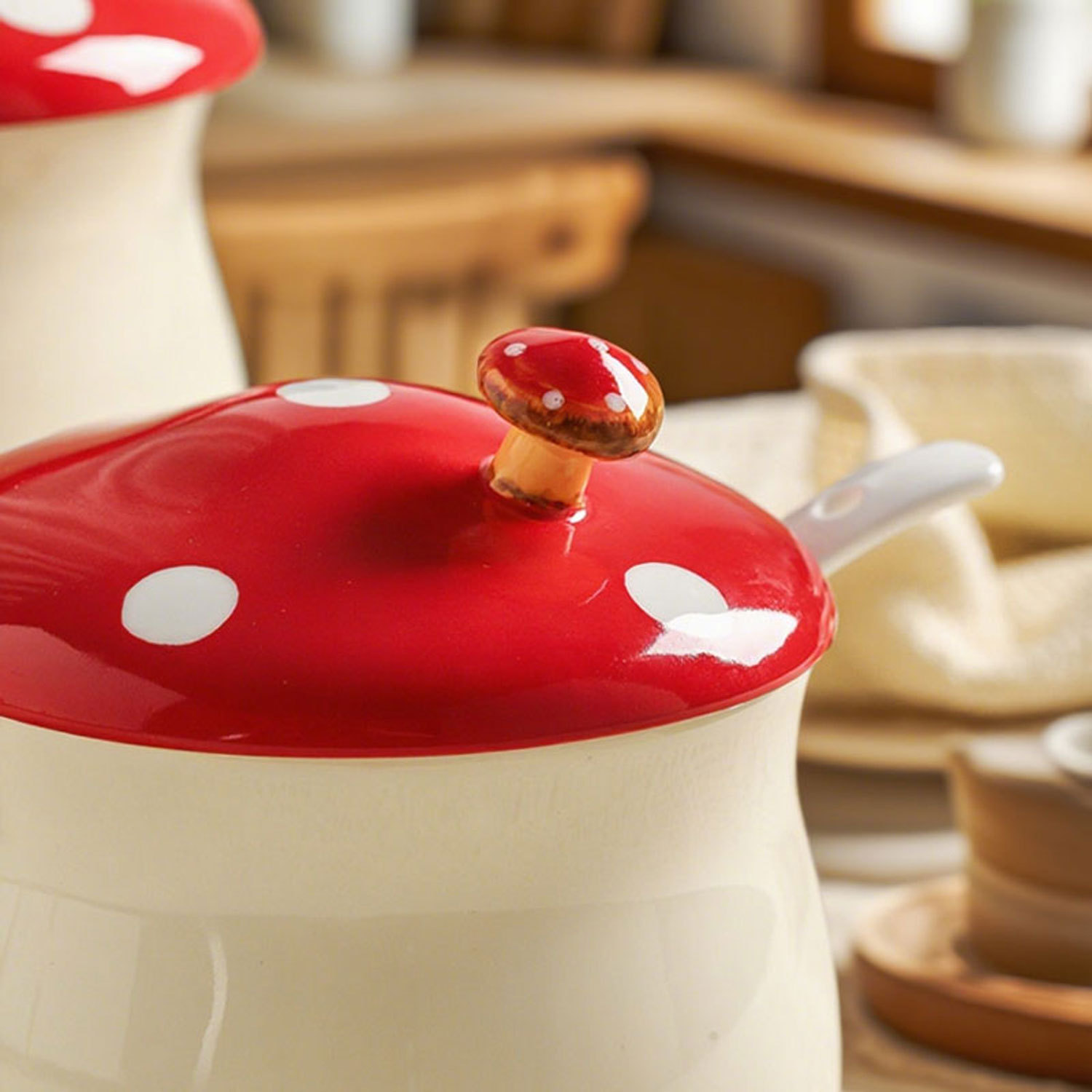 Mushroom Ceramic Stew Cup 2-Piece Set