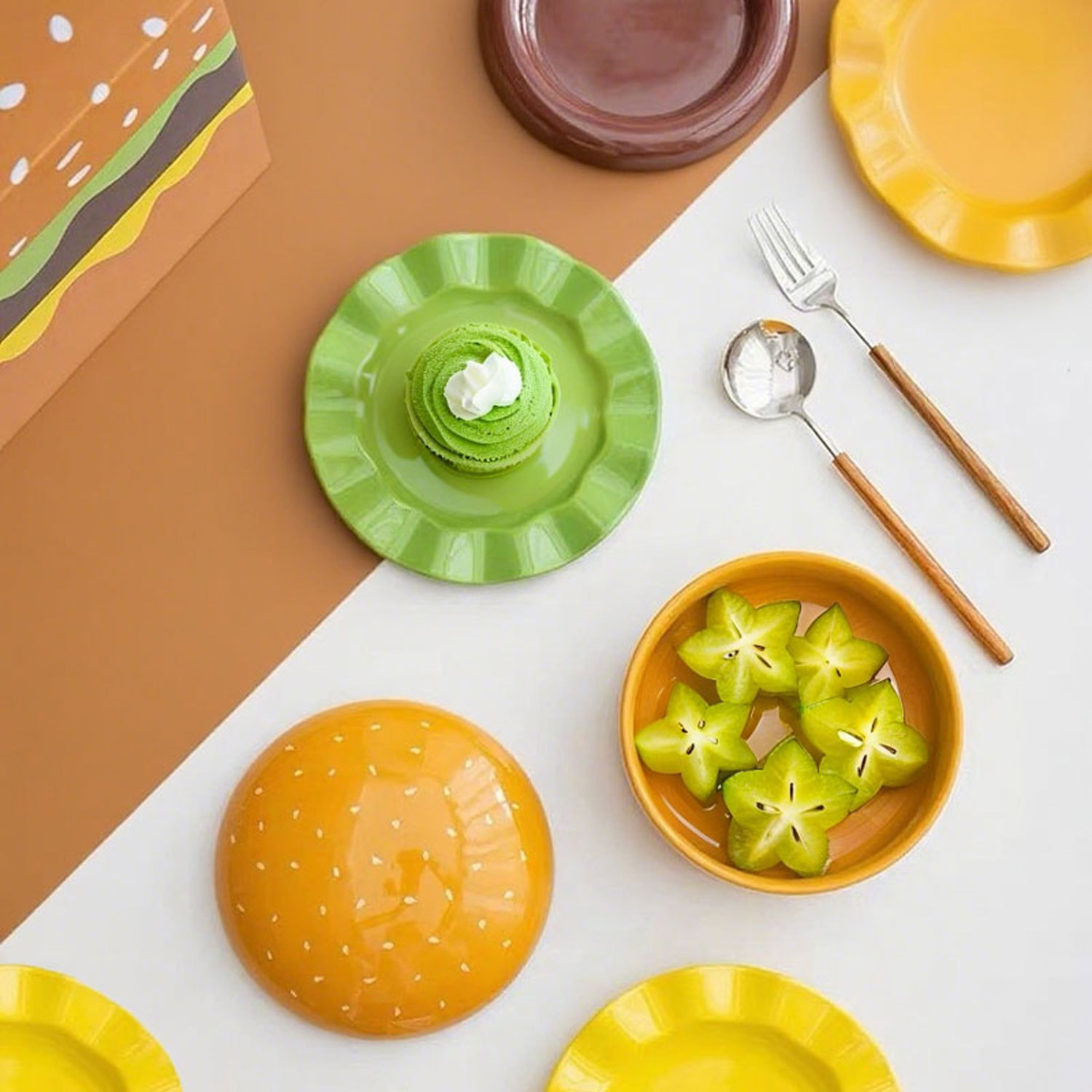 Kids' Burger Ceramic Dinnerware Set