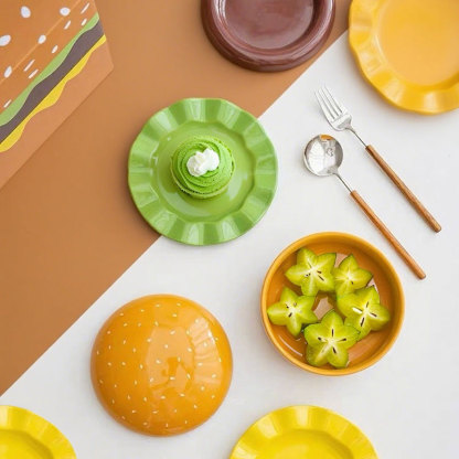 Kids' Burger Ceramic Dinnerware Set