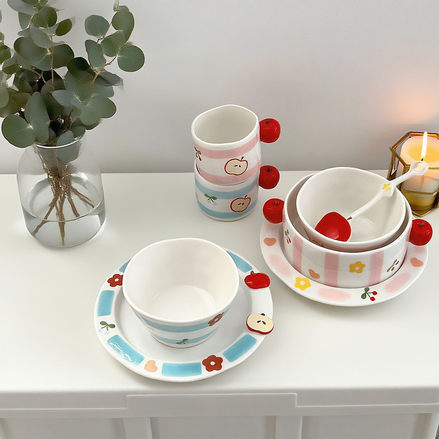 Ceramic Apple Cartoon Tableware Set