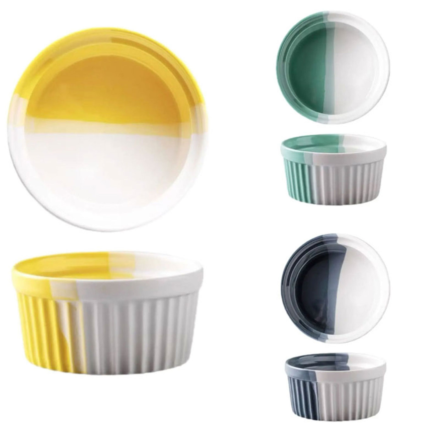 Two-Tone Ripple Ceramic Baking Bowl