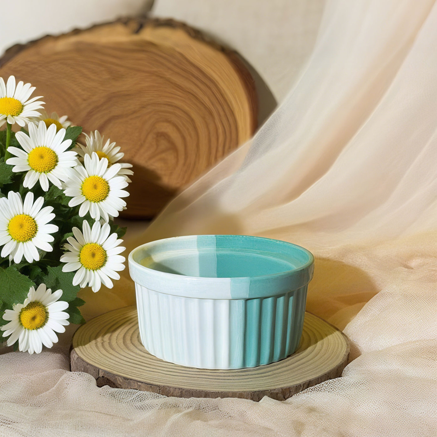 Two-Tone Ripple Ceramic Baking Bowl