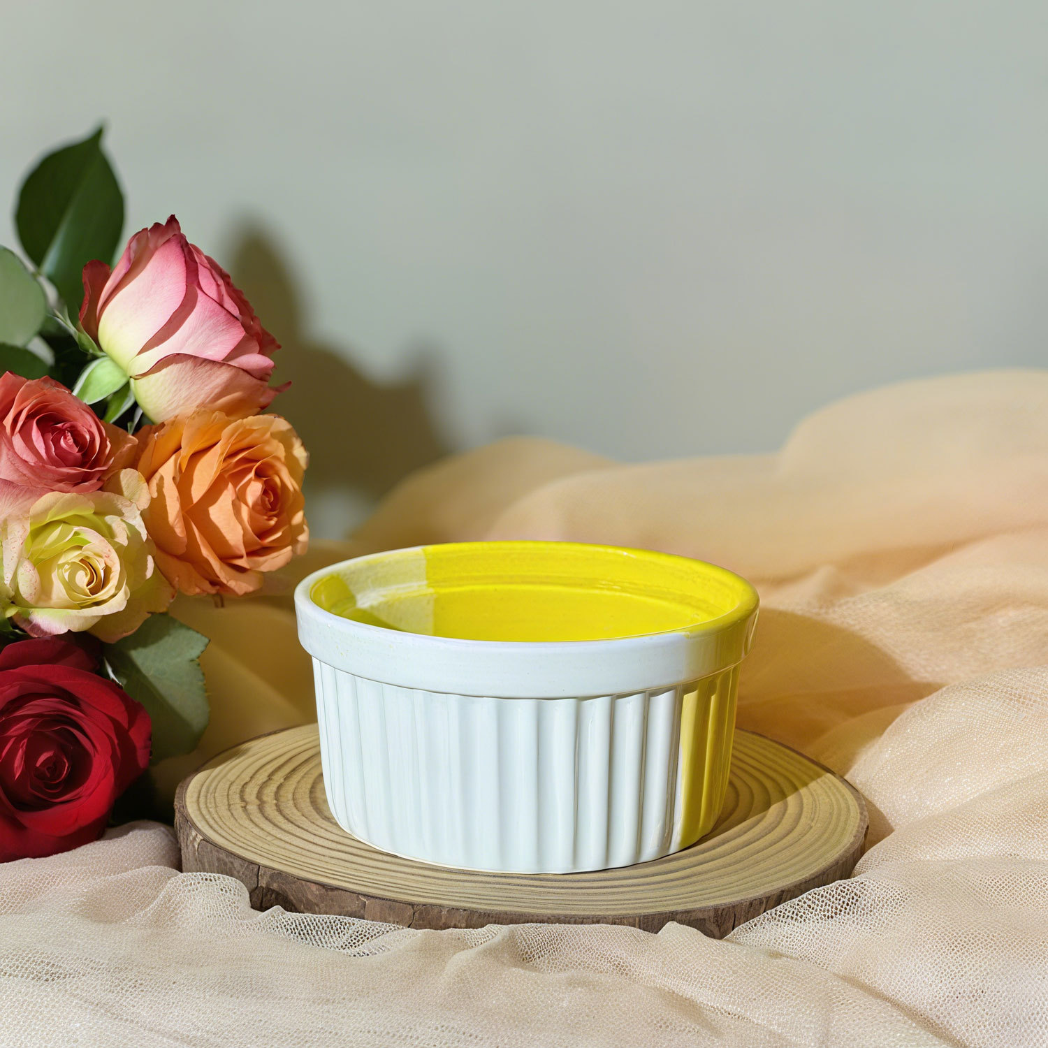 Two-Tone Ripple Ceramic Baking Bowl