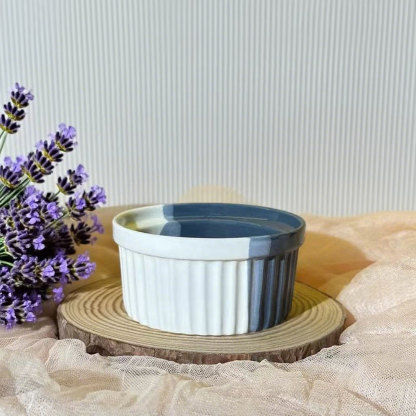 Two-Tone Ripple Ceramic Baking Bowl