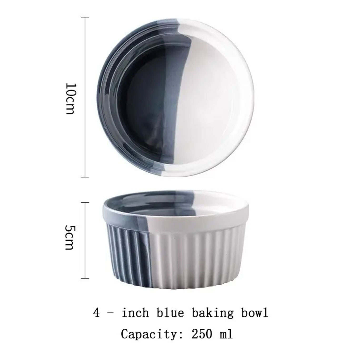 Two-Tone Ripple Ceramic Baking Bowl