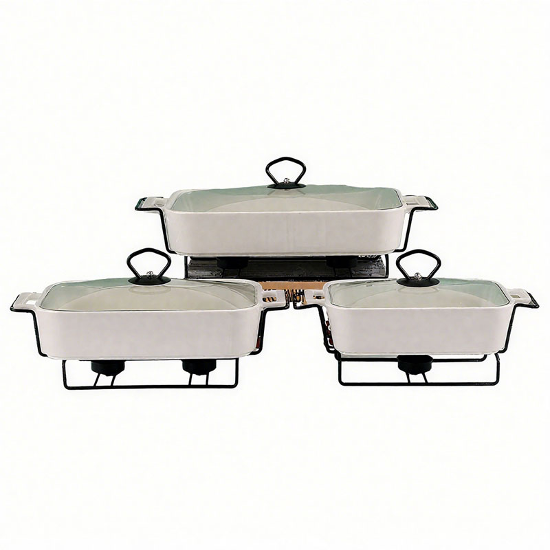 Square Ceramic Baking Dishes with Metal Racks