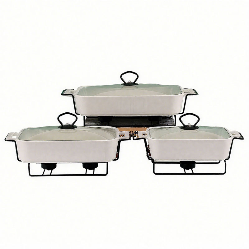 Square Ceramic Baking Dishes with Metal Racks