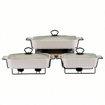 Square Ceramic Baking Dishes with Metal Racks