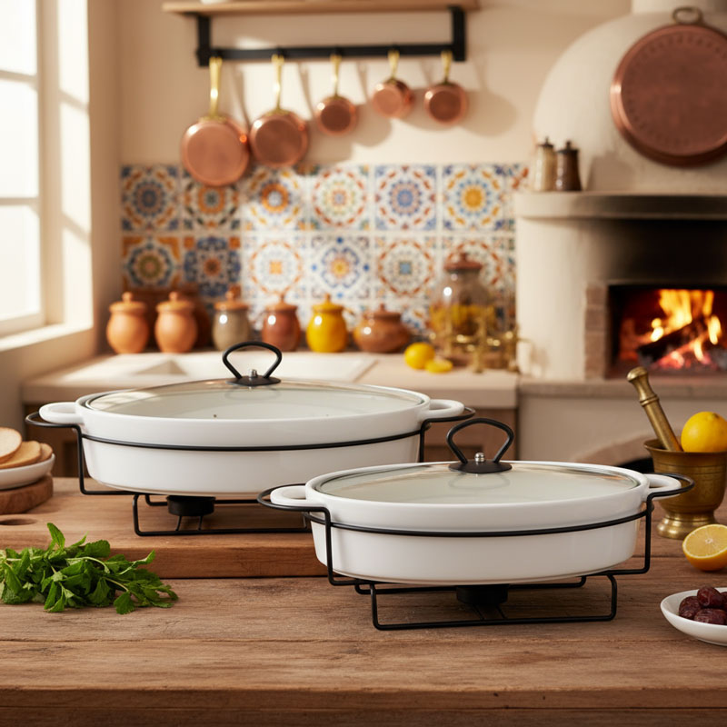 Ceramic Baking Dishes with Metal Racks