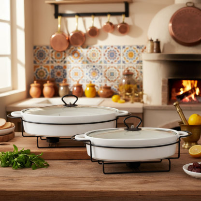 Ceramic Baking Dishes with Metal Racks
